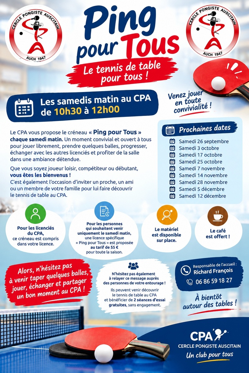 Créneau SAMEDI 10H30-12H accès libre