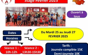 Activité club vacances Février + Stage de Tennis de Table 