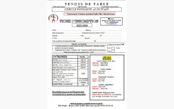 Fiche d'inscription + Horaires  2025-2026