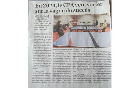 CP AUCH Article : la dépêche du 05/01/2023 