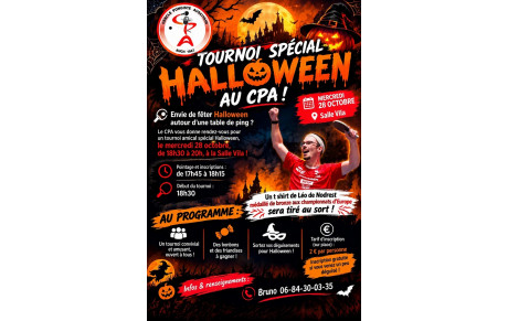 TOURNOI AMICAL HALLOWEEN 28 Octobre de 18h30-20h